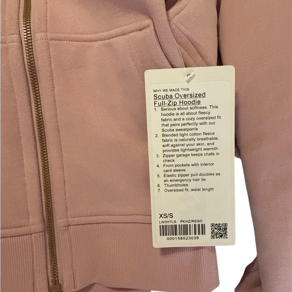 Lululemon Scuba Oversized Full-Zip Hoodie, xs/sm, NWT, Pink Haze/Rose Gold - Picture 7 of 7